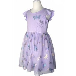 Zunie Girl Lavender Butterfly Dress Size 6 Flutter Sleeve Party Dress
